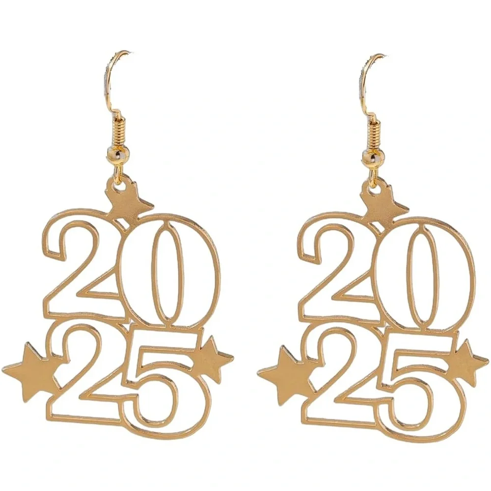 Happy New Year 2025 Dangle Earrings